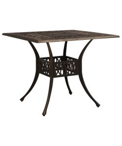 Tavolo da Giardino Bronzo 90x90x73 cm in Alluminio Pressofuso
