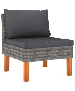 Divani Centrali 2 pz Polyrattan e Legno Massello di Eucalipto 315756