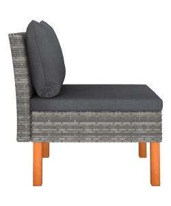 vidaXL Poltrone da Giardino in Polyrattan e Legno - Grigio
