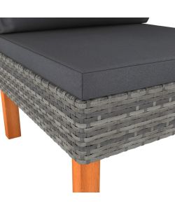 vidaXL Poltrone da Giardino in Polyrattan e Legno - Grigio