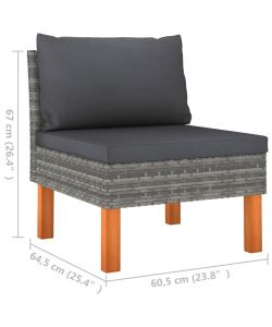 vidaXL Poltrone da Giardino in Polyrattan e Legno - Grigio