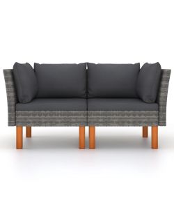 vidaXL Poltrone Angolari da Giardino - Polyrattan Grigio - 2 pz