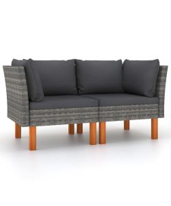 vidaXL Poltrone Angolari da Giardino - Polyrattan Grigio - 2 pz