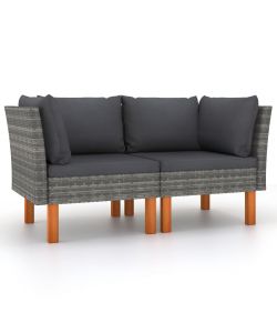 vidaXL Poltrone Angolari da Giardino - Polyrattan Grigio - 2 pz