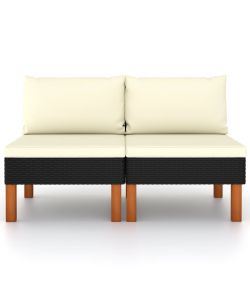 Divani Centrali 2 pz Polyrattan e Legno Massello di Eucalipto 315765