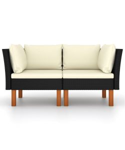 Poltrone Angolari 2 pz Polyrattan e Legno Massello di Eucalipto 315767
