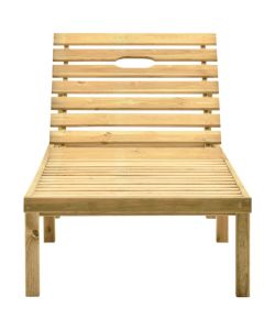 Lettino Prendisole con Tavolino in Legno di Pino Impregnato