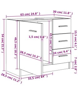 vidaXL Mobile Sottolavabo Bianco 63x30x54 cm in Multistrato - Design Elegante e Spazio di Stoccaggio