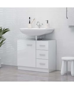 vidaXL Mobile Sottolavabo Bianco Lucido 63x30x54 cm - Mobili Bagno