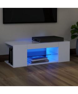 Mobile Porta TV con Luci LED Bianco 90x39x30 cm