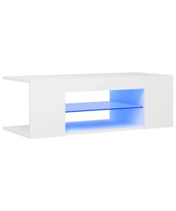 Mobile Porta TV con Luci LED Bianco 90x39x30 cm