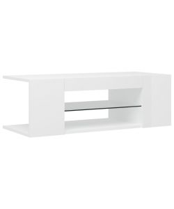 Mobile Porta TV con Luci LED Bianco Lucido 90x39x30 cm