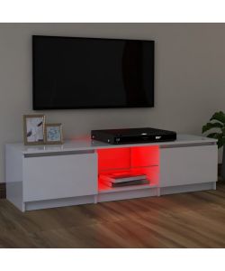 Mobile Porta TV con Luci LED Bianco Lucido 120x30x35,5 cm