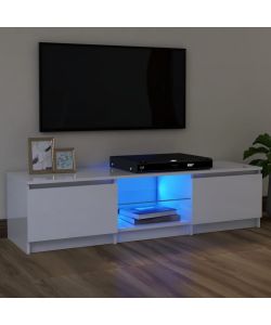 Mobile Porta TV con Luci LED Bianco Lucido 120x30x35,5 cm