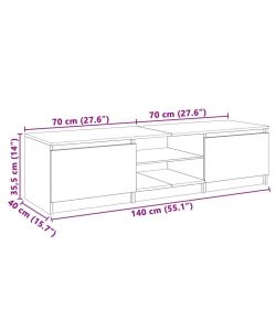vidaXL Mobile Porta TV Grigio Cemento con Luci LED - 140x40 cm