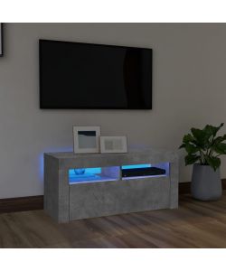 Mobile Porta TV con Luci LED Grigio Cemento 90x35x40 cm