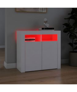 Credenza con Luci a LED Bianca 80x35x75 cm