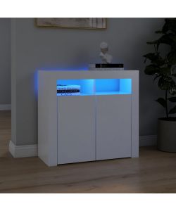 Credenza con Luci a LED Bianca 80x35x75 cm