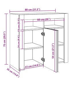Credenza con Luci a LED Bianca 80x35x75 cm