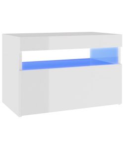 Mobile Porta TV con Luci LED Bianco Lucido 60x35x40 cm