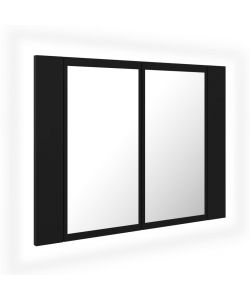 Armadietto a Specchio con Luci LED Nero 60x12x45 cm in Acrilico
