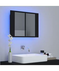 Armadietto a Specchio con Luci LED Nero 60x12x45 cm in Acrilico