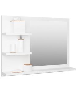 Specchio da Bagno Bianco 60x10,5x45 cm in Legno Multistrato