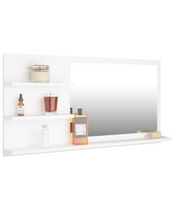 Specchio da Bagno Bianco 90x10,5x45 cm in Truciolato