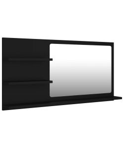 Specchio da Bagno Nero 90x10,5x45 cm in Truciolato