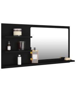 Specchio da Bagno Nero 90x10,5x45 cm in Truciolato