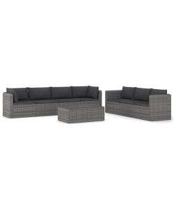Set Divani da Giardino 8 pz con Cuscini in Polyrattan Grigio 3059494