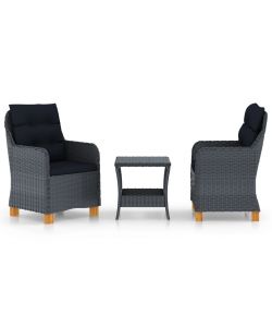 Set Divani da Giardino 3 pz con Cuscini Polyrattan Grigio Scuro 3060180