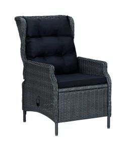Set Pranzo da Giardino 9 pz con Cuscini Polyrattan Grigio Scuro 3060184