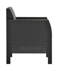 Sedia a Sdraio da Giardino con Cuscino in Rattan PP Antracite