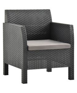 Sedia a Sdraio da Giardino con Cuscino in Rattan PP Antracite