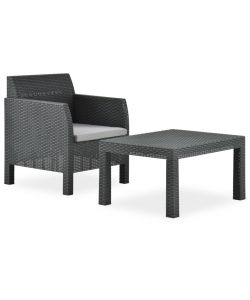 Set Divano da Giardino 2 pz con Cuscino in Rattan PP Antracite