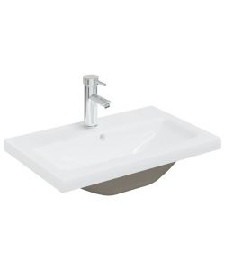 Lavabo da Incasso con Rubinetto 61x39x18 cm in Ceramica Bianco