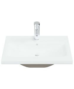 Lavabo da Incasso con Rubinetto 61x39x18 cm in Ceramica Bianco