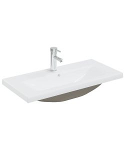 Lavabo da Incasso con Rubinetto 81x39x18 cm in Ceramica Bianco