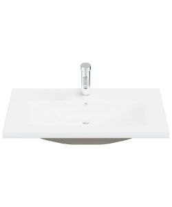 Lavabo da Incasso con Rubinetto 81x39x18 cm in Ceramica Bianco