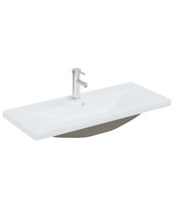Lavabo da Incasso con Rubinetto 91x39x18 cm in Ceramica Bianco