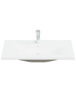 Lavabo da Incasso con Rubinetto 91x39x18 cm in Ceramica Bianco