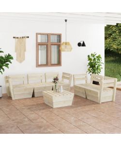 Set Divani da Giardino su Pallet 6 pz in Legno Abete Impregnato 3063719