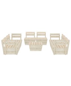 Set Divani da Giardino su Pallet 9 pz in Legno Abete Impregnato