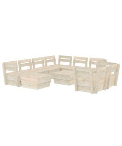 Set Divani da Giardino su Pallet 10 pz in Legno Abete Impregnato 3063732