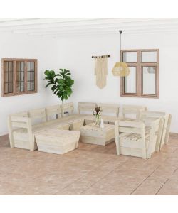 Set Divani da Giardino su Pallet 10 pz in Legno Abete Impregnato 3063732