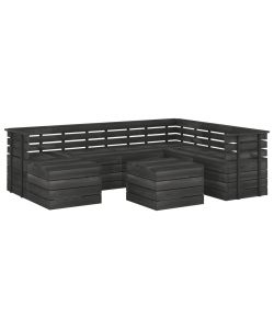 Set Divani da Giardino su Pallet 8 pz Legno Pino Grigio Scuro 3063761