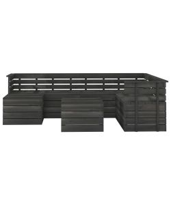 Set Divani da Giardino su Pallet 8 pz Legno Pino Grigio Scuro 3063761