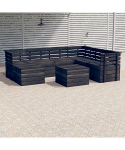 Set Divani da Giardino su Pallet 8 pz Legno Pino Grigio Scuro 3063761