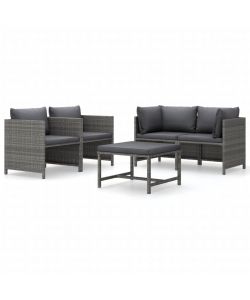 Set Divani da Giardino 5 pz con Cuscini in Polyrattan Grigio 3059753